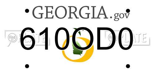 610OD0 Georgia License Plate