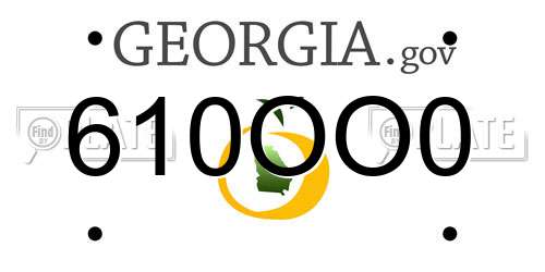 610OO0 Georgia License Plate