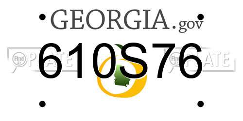 610S76 Georgia License Plate
