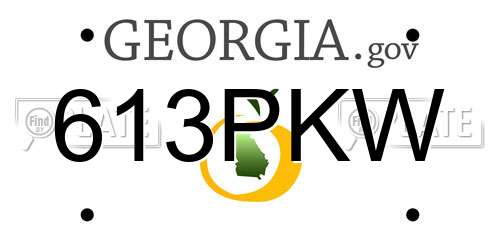 613PKW Georgia License Plate