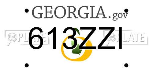 613ZZI Georgia License Plate
