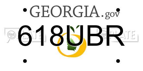 618UBR Georgia License Plate