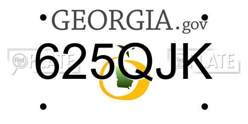 625QJK Georgia License Plate