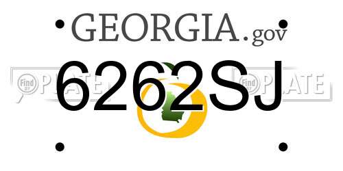 6262SJ Georgia License Plate