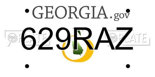 629RAZ Georgia License Plate