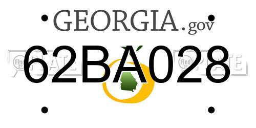 62BA028 Georgia License Plate