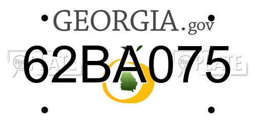 62BA075 Georgia License Plate