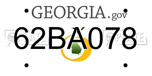 62BA078 Georgia License Plate