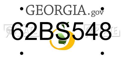 62BS548 Georgia License Plate