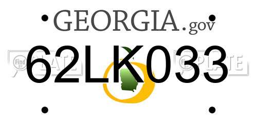 62LK033 Georgia License Plate