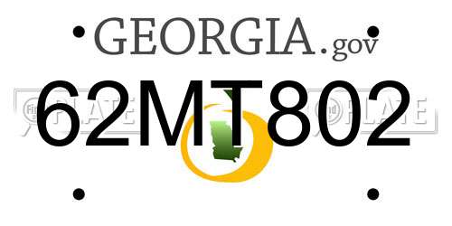 62MT802 Georgia License Plate