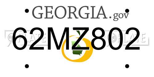 62MZ802 Georgia License Plate