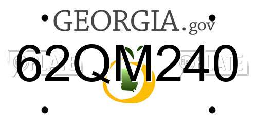 62QM240 Georgia License Plate