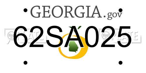 62SA025 Georgia License Plate