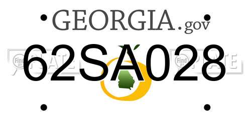 62SA028 Georgia License Plate