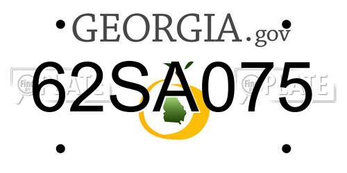 62SA075 Georgia License Plate