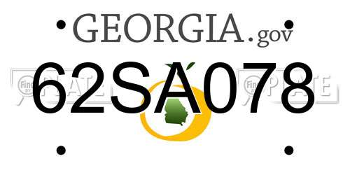 62SA078 Georgia License Plate