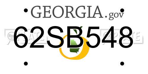 62SB548 Georgia License Plate