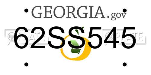 62SS545 Georgia License Plate