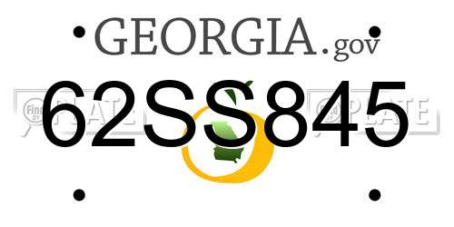 62SS845 Georgia License Plate