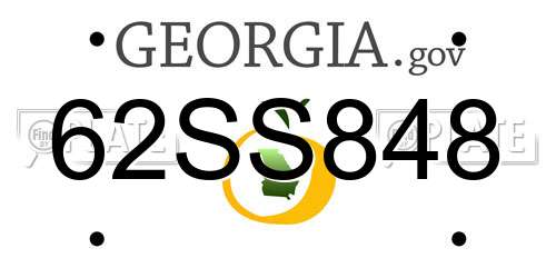62SS848 Georgia License Plate