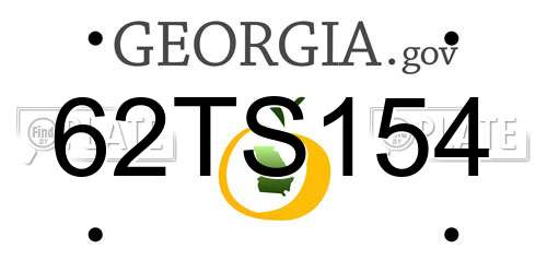 62TS154 Georgia License Plate