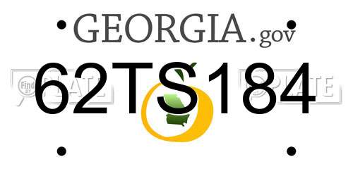 62TS184 Georgia License Plate
