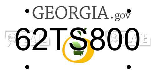 62TS800 Georgia License Plate