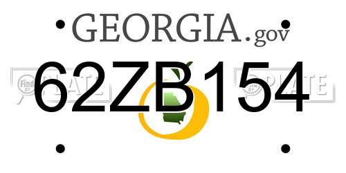 62ZB154 Georgia License Plate