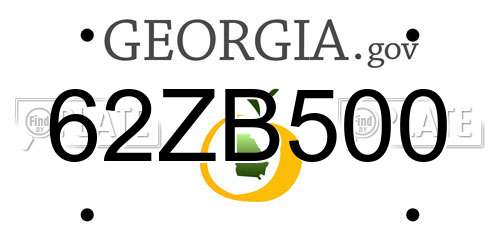 62ZB500 Georgia License Plate