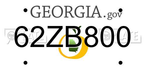 62ZB800 Georgia License Plate