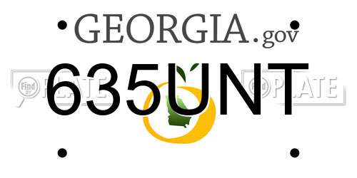 635UNT Georgia License Plate