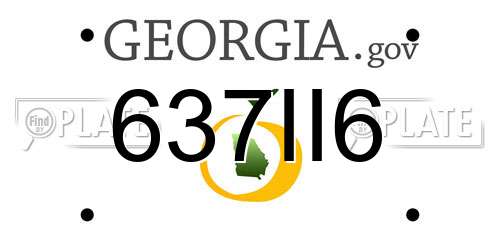 637II6 Georgia License Plate