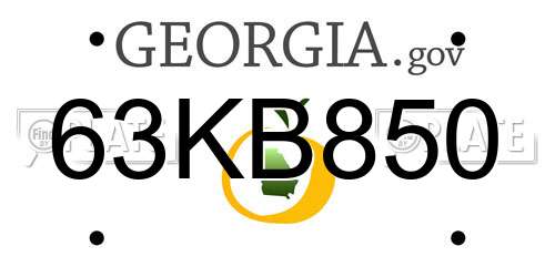 63KB850 Georgia License Plate