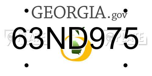 63ND975 Georgia License Plate