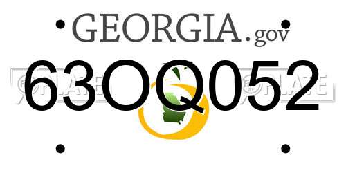 63OQ052 Georgia License Plate