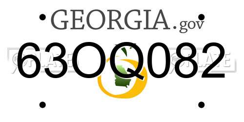 63OQ082 Georgia License Plate