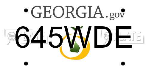645WDE Georgia License Plate
