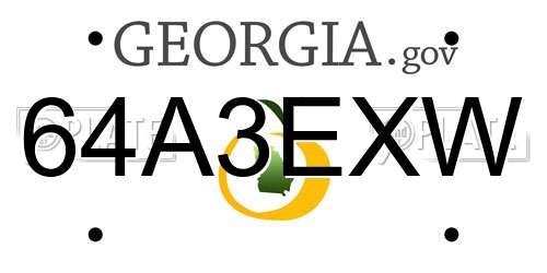 64A3EXW Georgia License Plate