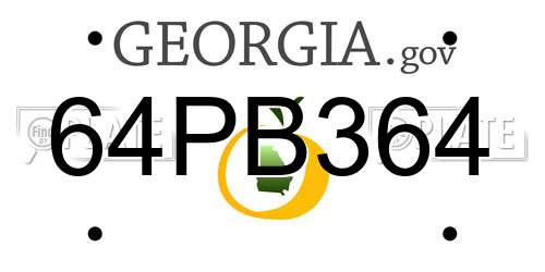 64PB364 Georgia License Plate