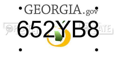 652YB8 Georgia License Plate