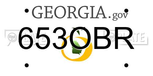 653OBR Georgia License Plate