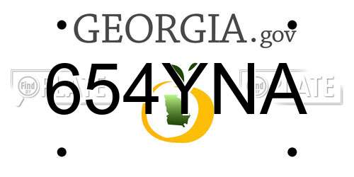 654YNA Georgia License Plate