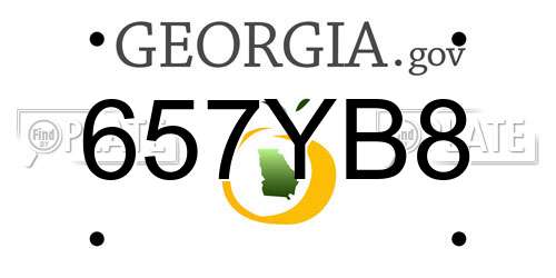 657YB8 Georgia License Plate