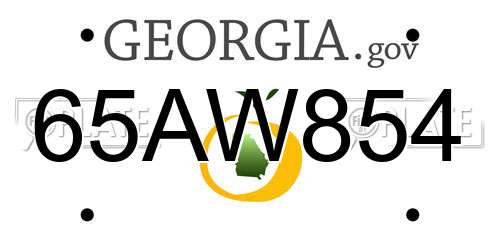 65AW854 Georgia License Plate