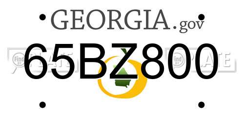 65BZ800 Georgia License Plate
