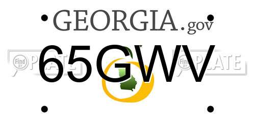 65GWV Georgia License Plate