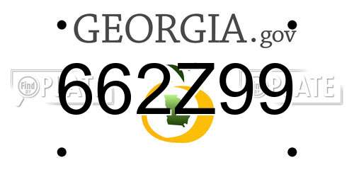 662Z99 Georgia License Plate
