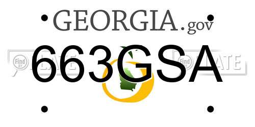 663GSA Georgia License Plate