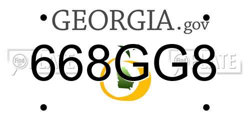 668GG8 Georgia License Plate